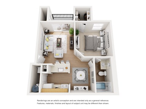 Capistrano Floor Plan 1 Bed 1 Bath, 602 Sq. Ft.